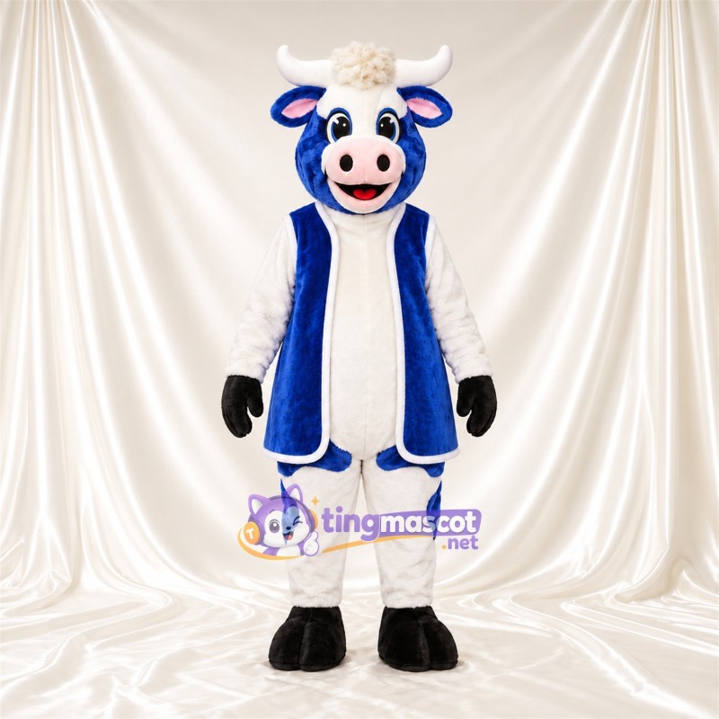 Costume de mascotte Vache – bleu / blanc – Gilet (bleu) Costume de mascotte Vache – bleu / blanc – Gilet (bleu)