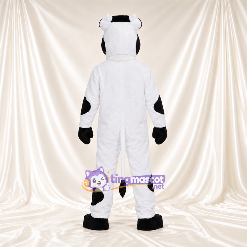 Black and White Cow Mascot Costume - Black Muzzle and Sparse Black Spots Black and White Cow Mascot Costume - Black Muzzle and Sparse Black Spots