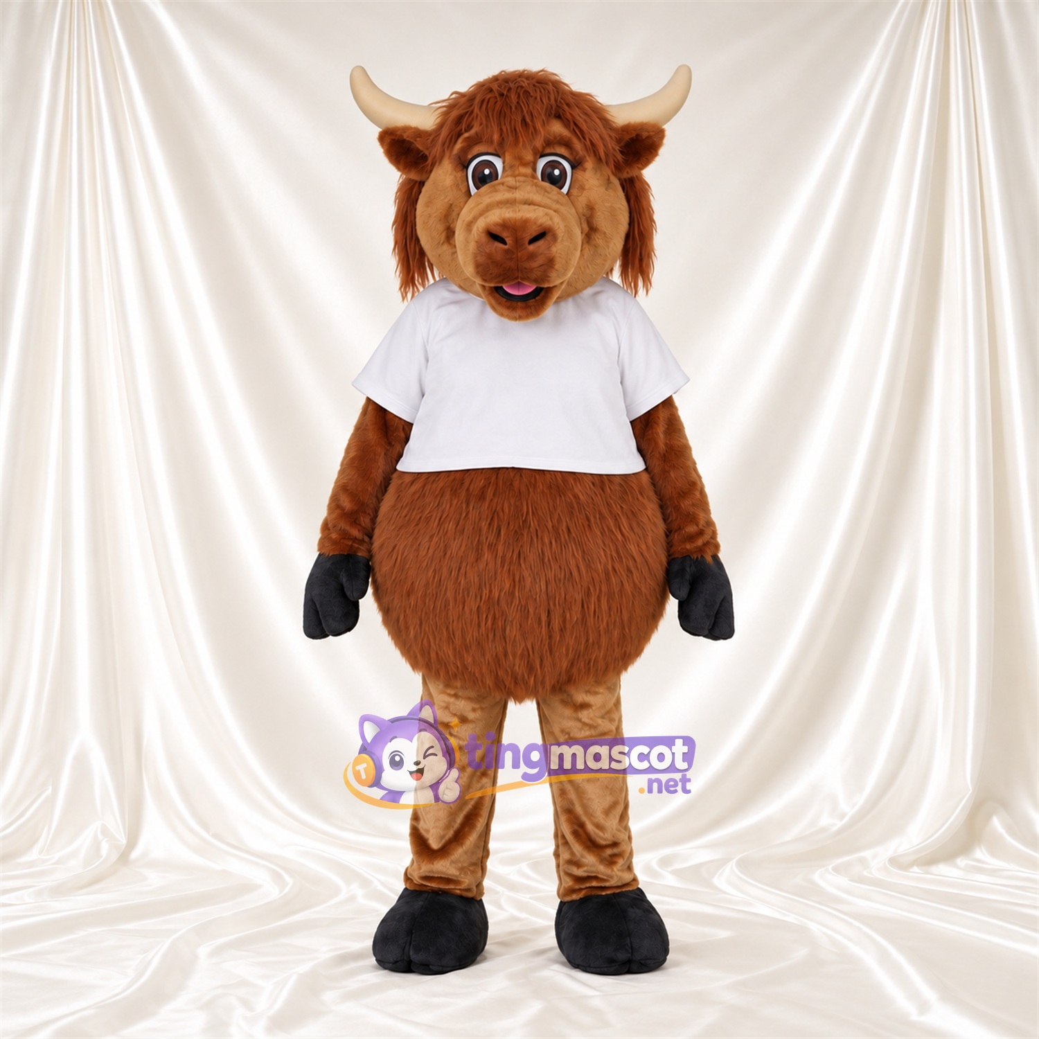 Costume de mascotte Vache – marron – Chemise (blanc) Costume de mascotte Vache – marron – Chemise (blanc)