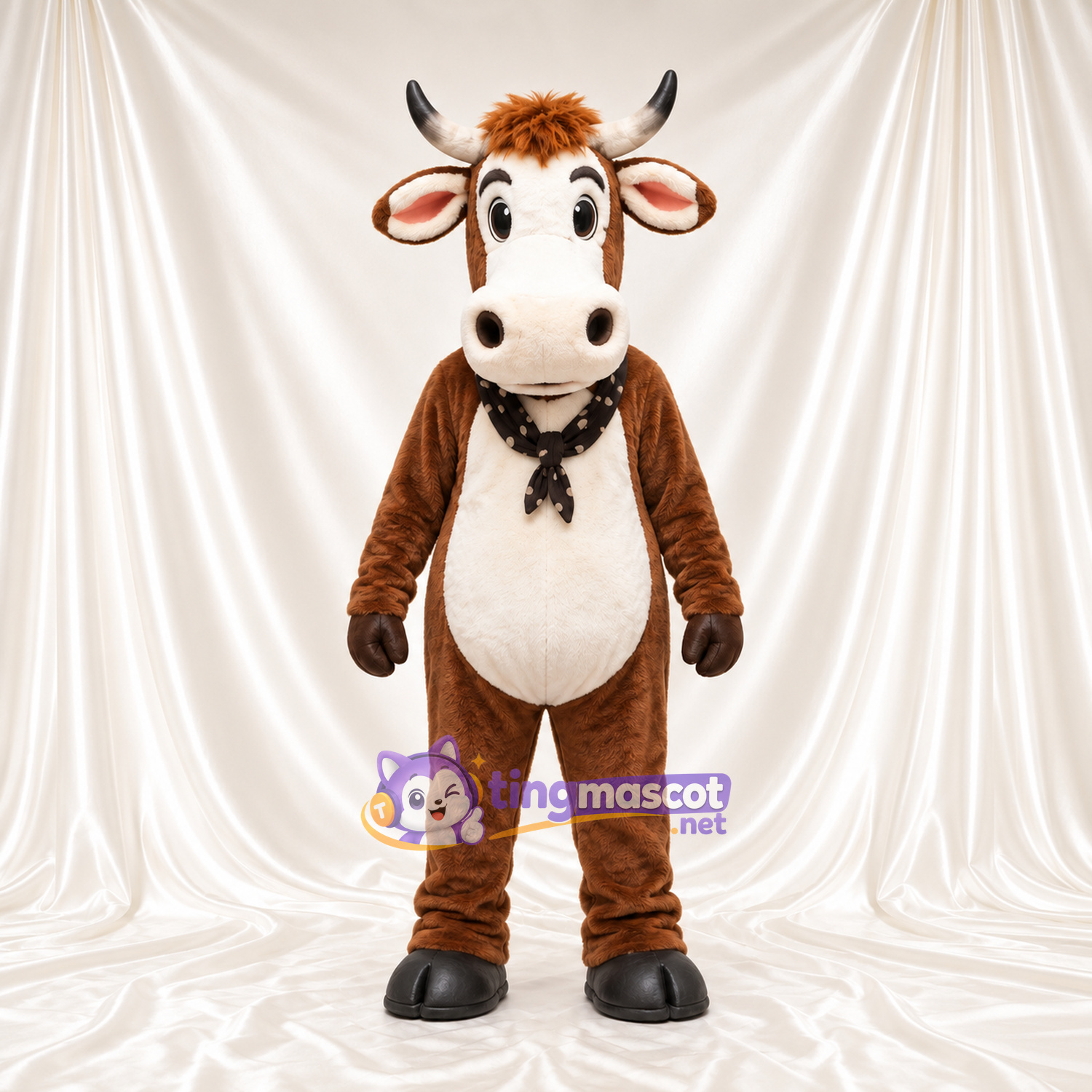Brown Cow Mascot Costume - Black Bandana Brown Cow Mascot Costume - Black Bandana