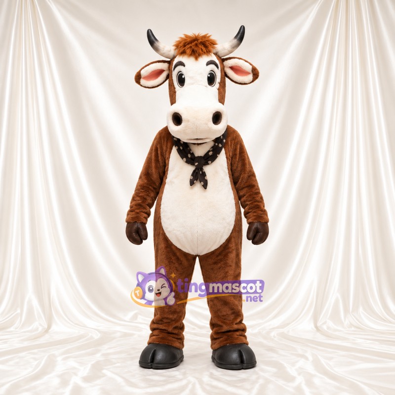 Brown Cow Mascot Costume - Black Bandana Brown Cow Mascot Costume - Black Bandana