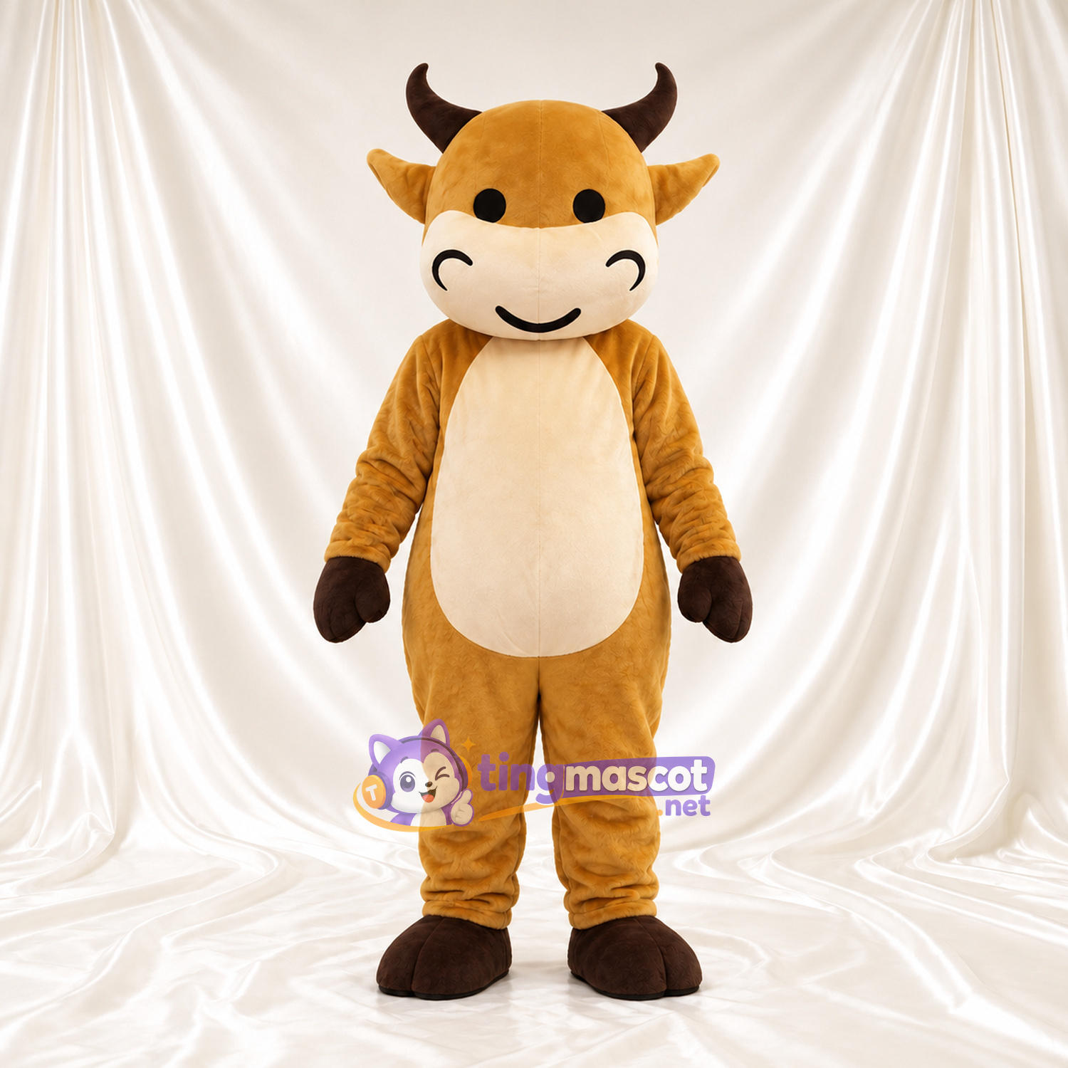 Costume de mascotte Vache – jaune – Ventre (blanc) Costume de mascotte Vache – jaune – Ventre (blanc)