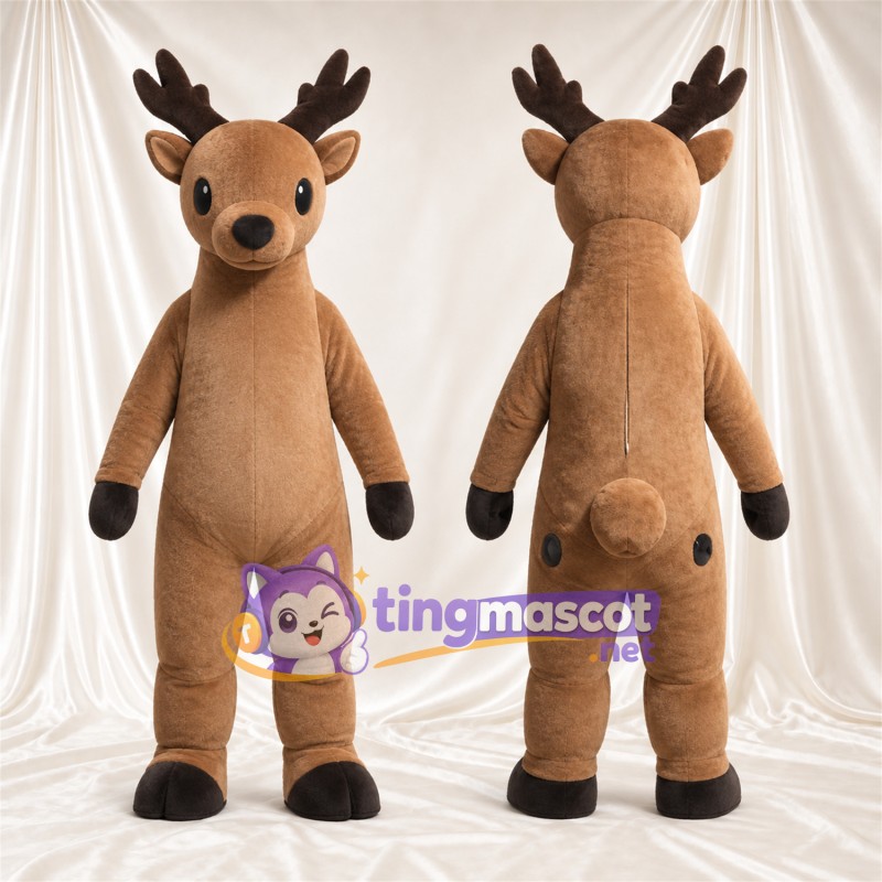 Costume de mascotte Renne – brun clair – Bois (marron); Gants (noir)