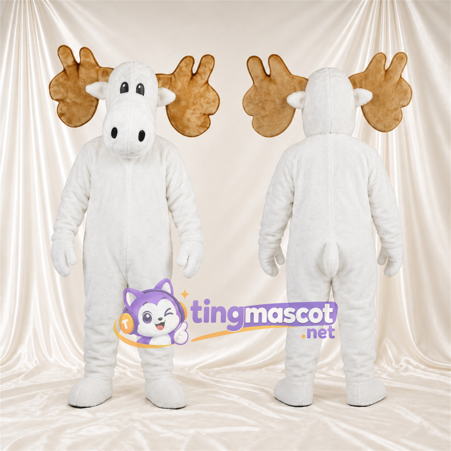 Costume de mascotte Élan – blanc Costume de mascotte Élan – blanc