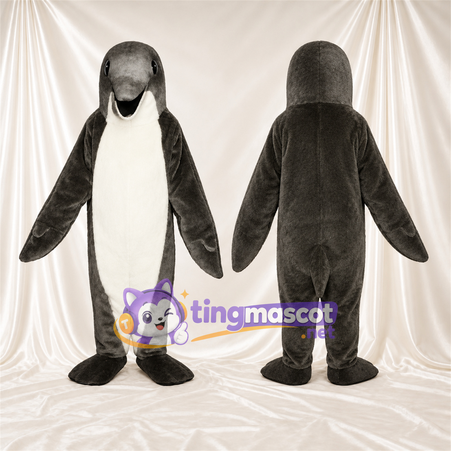 Black and White Penguin Mascot Costume - Black Feet and Black Beak