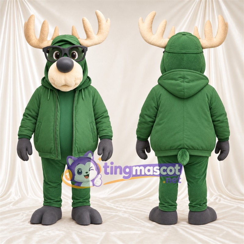 Costume de mascotte Élan – gris – Sweat à capuche (vert)
