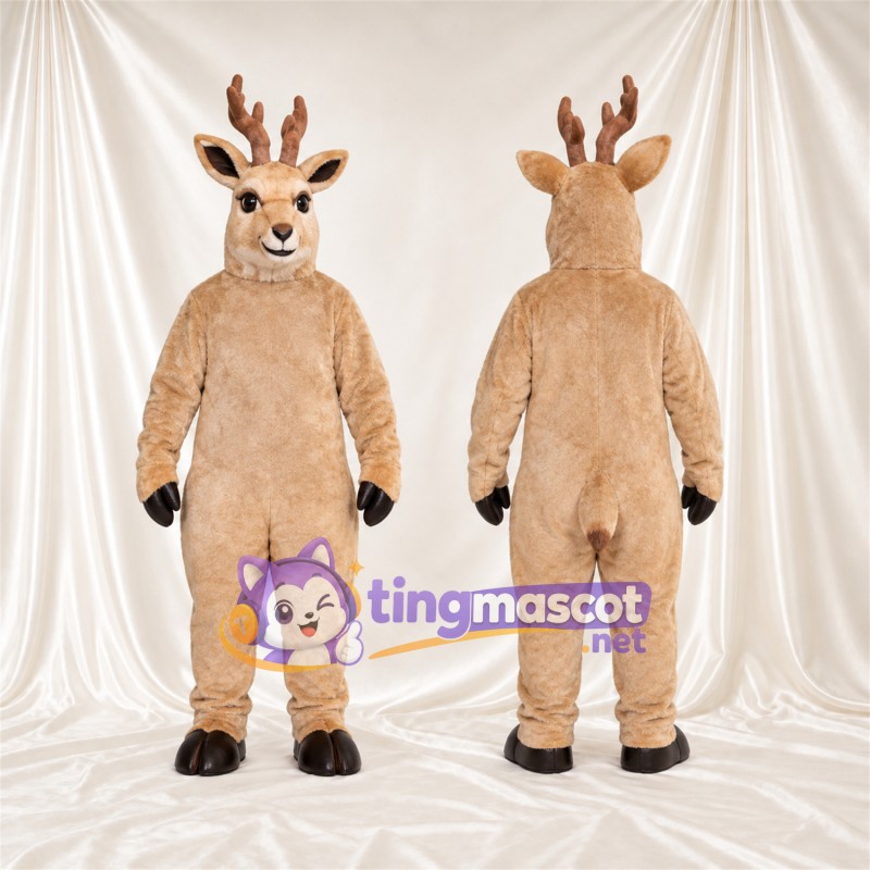 Costume de mascotte Renne – brun clair – Bois (marron); Gants (noir)