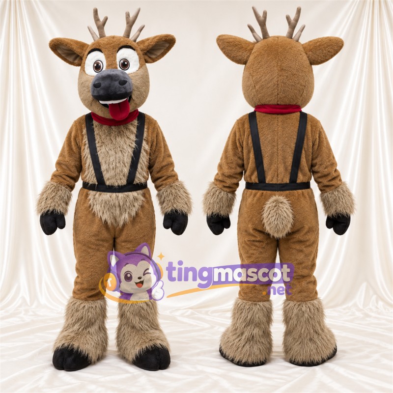 Costume de mascotte Renne – marron – Bretelles
