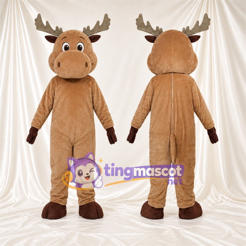 Costume de mascotte Élan – brun clair – Bois (marron); Sabots (marron)