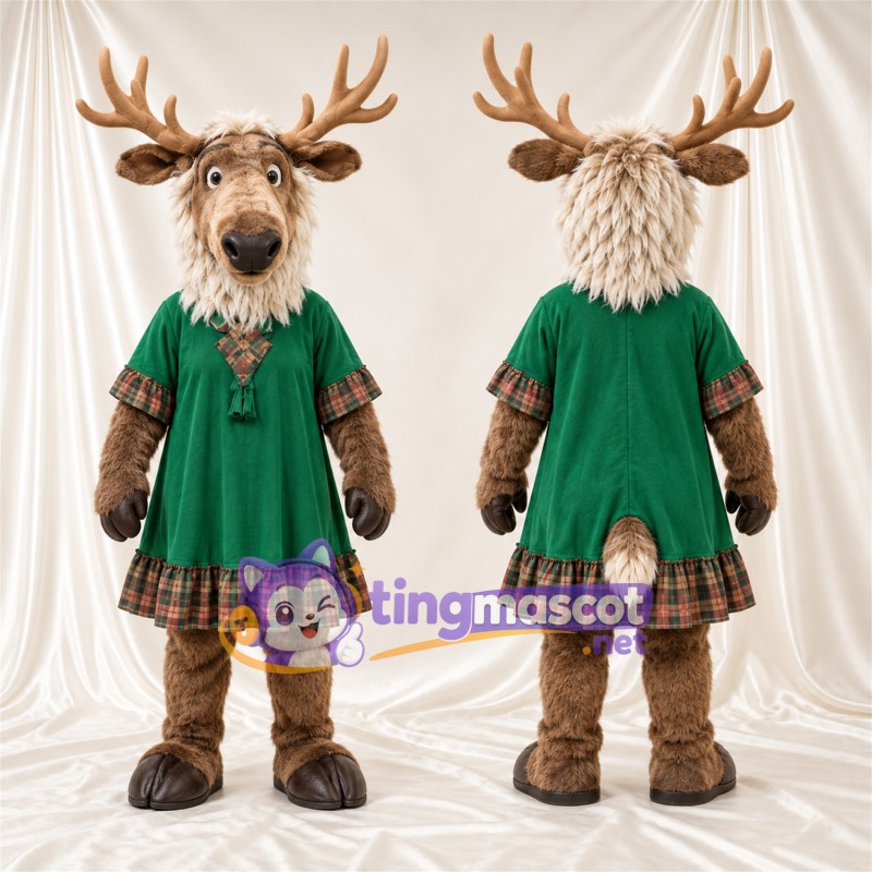 Costume de mascotte Cerf – marron – Robe (vert)