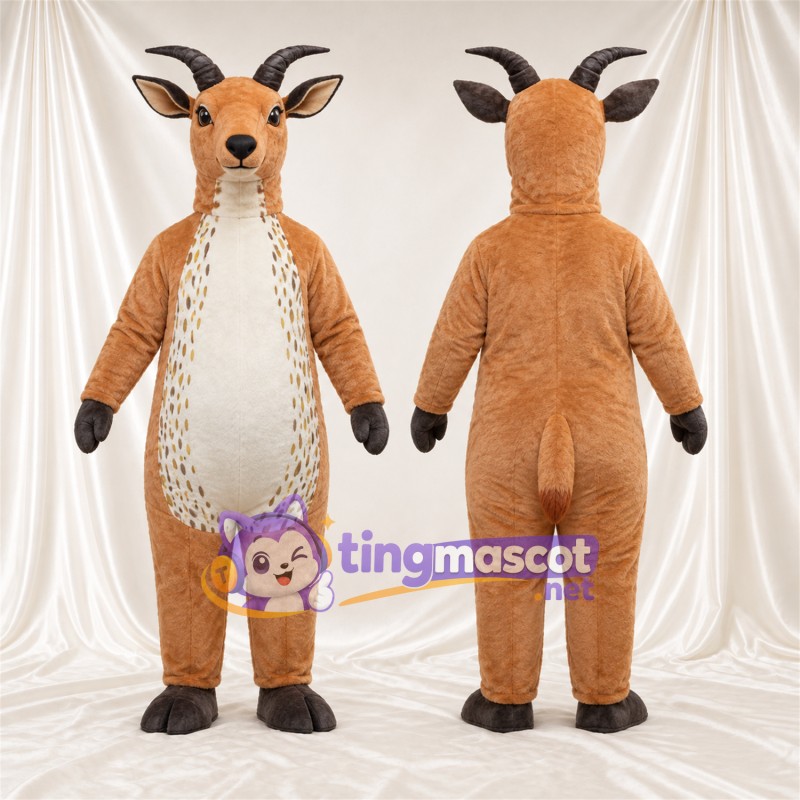 Costume de mascotte Antilope – brun clair – Ventre (blanc)