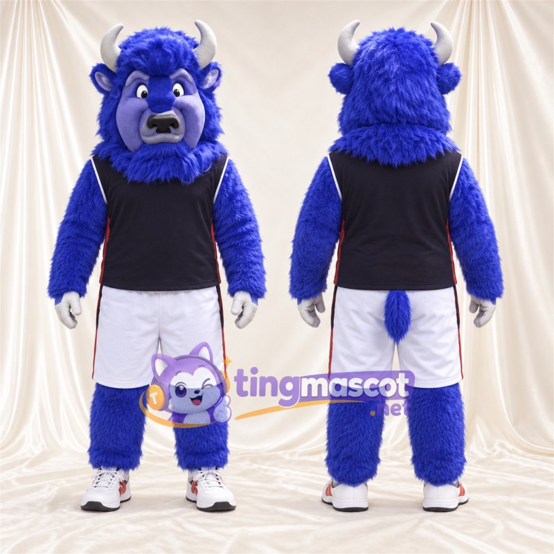 Costume de mascotte Buffle – bleu – Chemise (bleu marine); Short (blanc)
