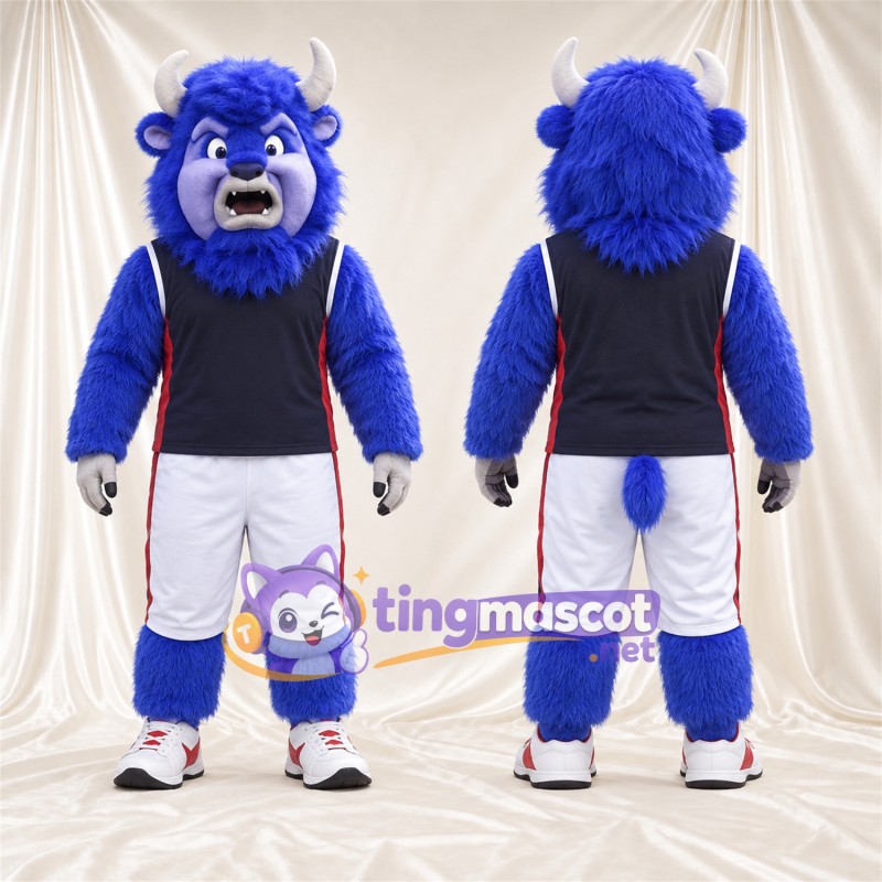 Costume de mascotte Buffle – bleu – Chemise (bleu marine); Short (blanc)