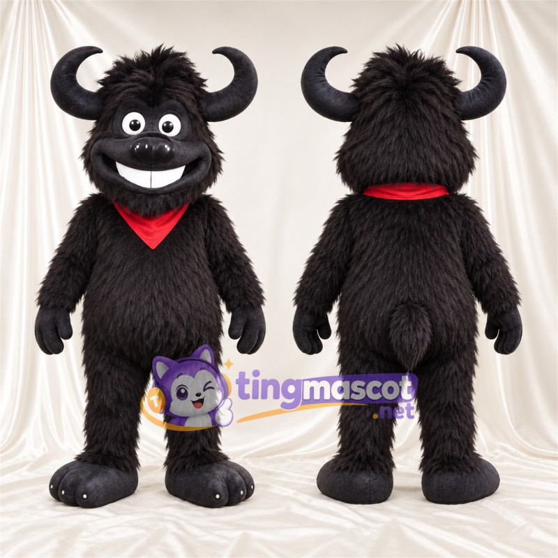 Black Bull Mascot Costume - Red Bandana