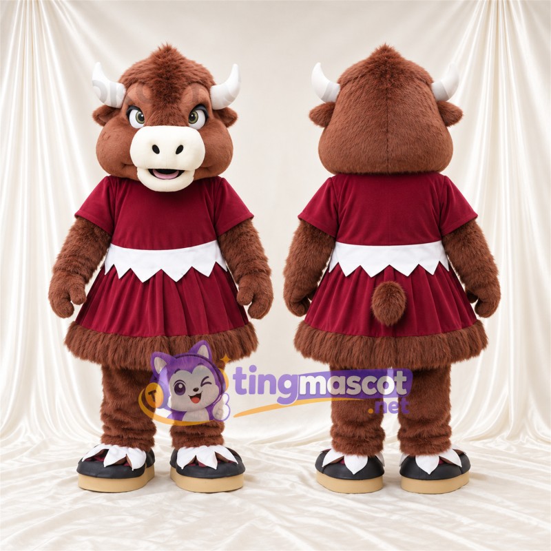 Maskottchenkostüm Büffel – braun – Kleid