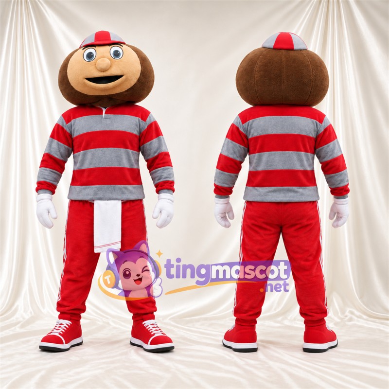 Costume de mascotte Garçon cartoon – marron – Chemise; Pantalon (rouge)