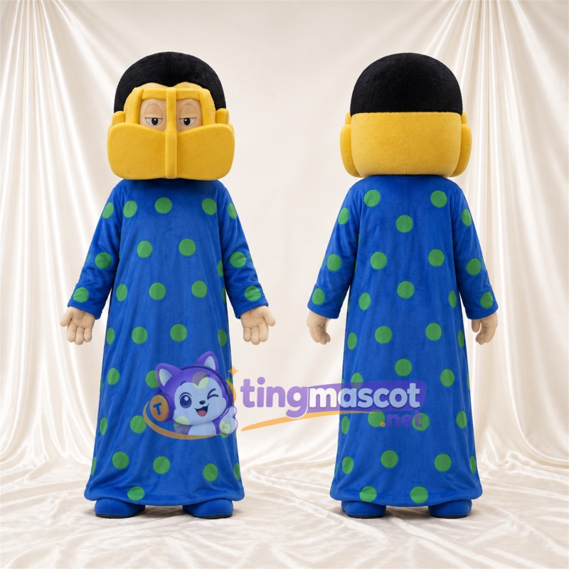 Maskottchenkostüm Comicfigur – blau / gelb – Robe