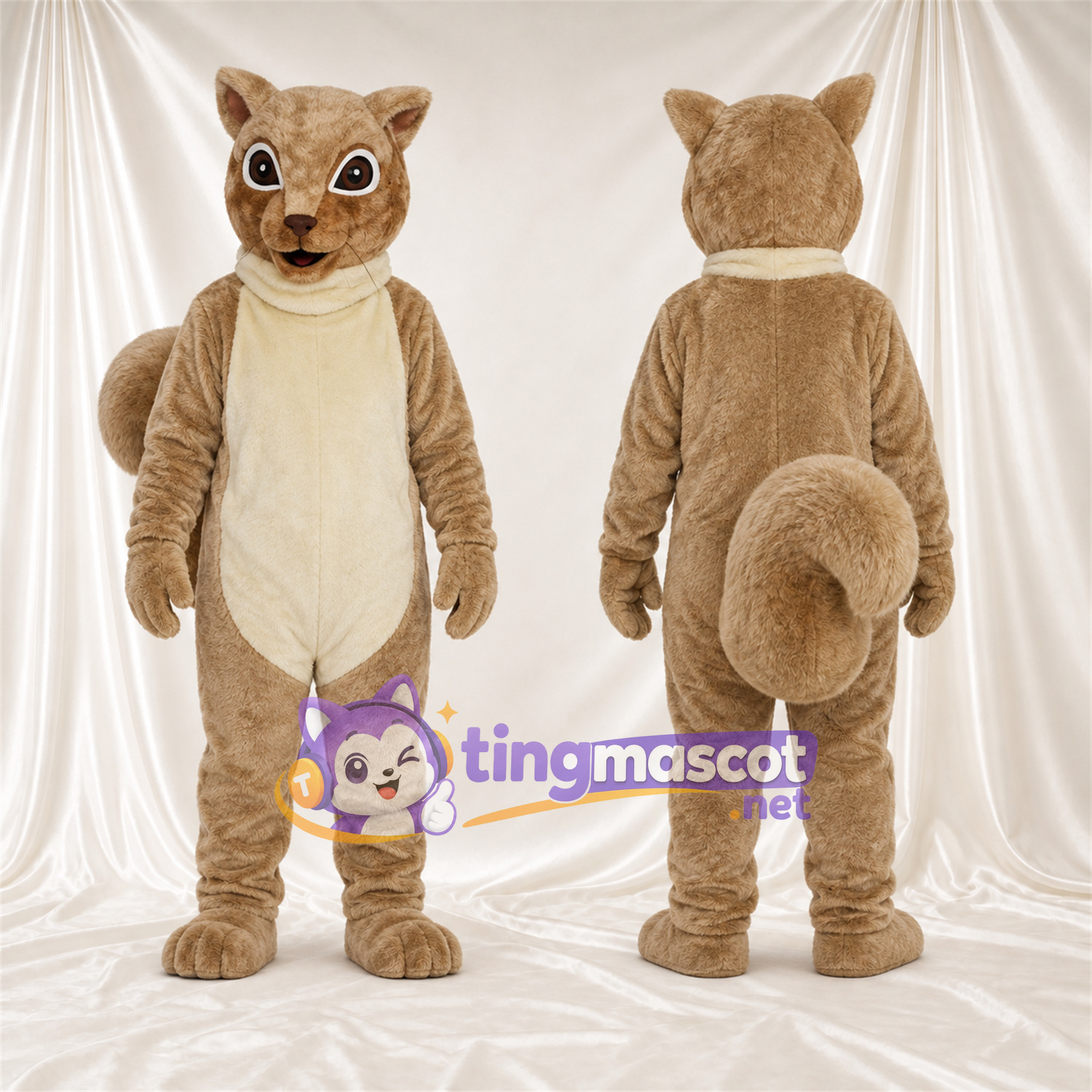 Costume de mascotte Écureuil – brun clair – Ventre (crème) Costume de mascotte Écureuil – brun clair – Ventre (crème)