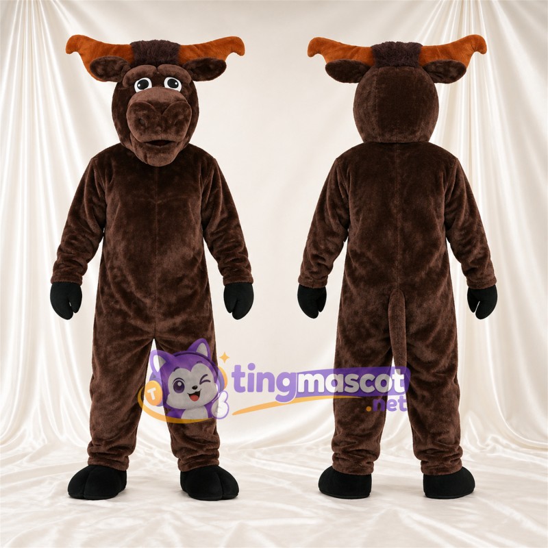 Costume de mascotte Élan – marron foncé – Bois; Gants (noir)