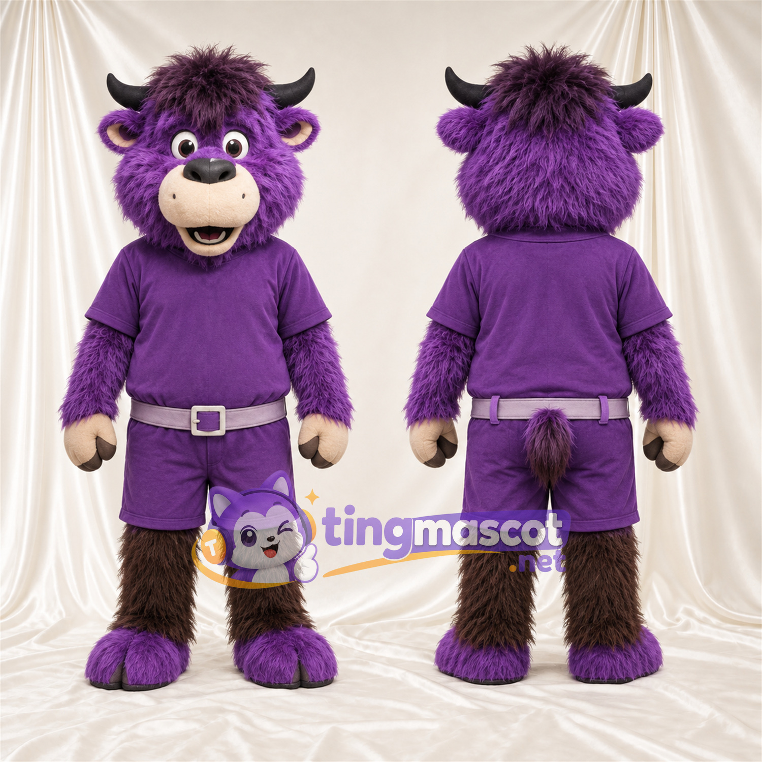 Maskottchenkostüm Bison – violett – Hemd (violett); Shorts Maskottchenkostüm Bison – violett – Hemd (violett); Shorts