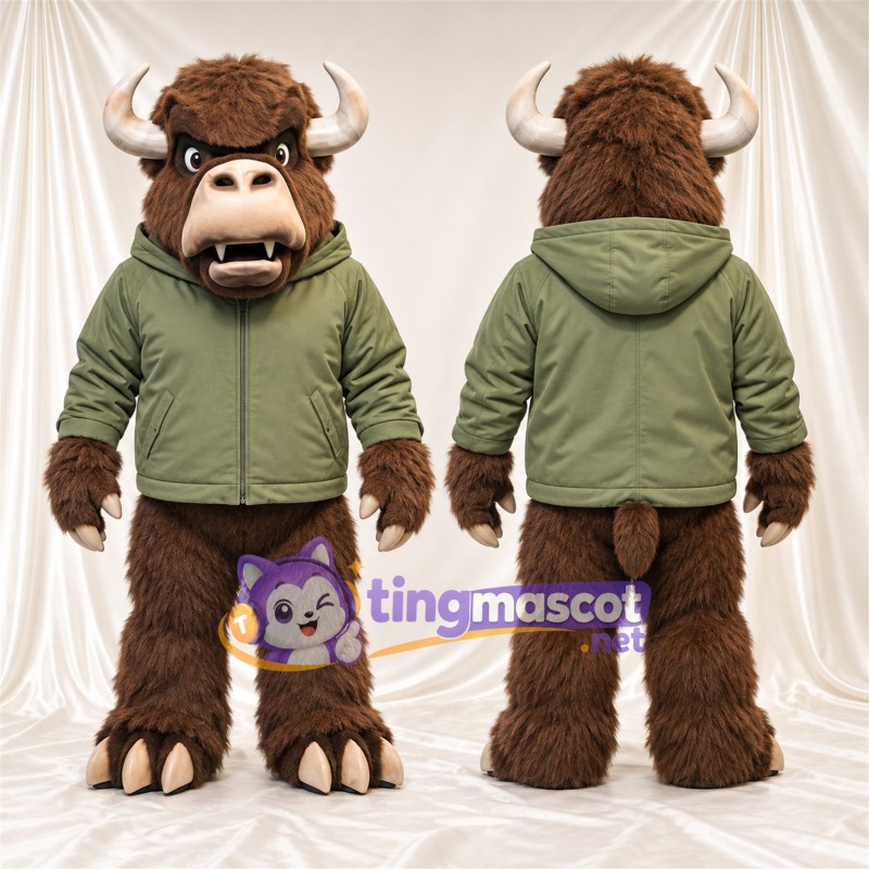 Costume de mascotte Bison – marron – Sweat à capuche (vert)