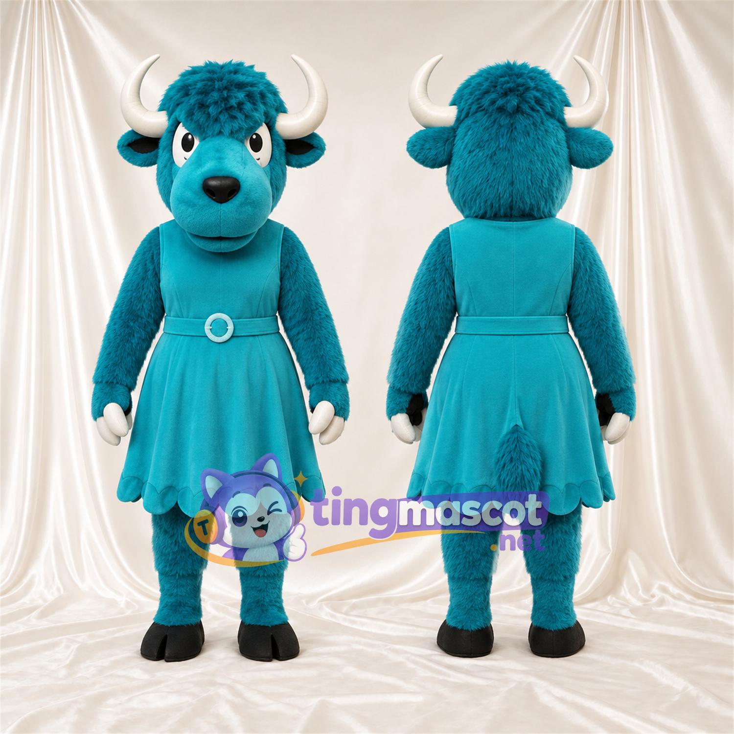 Costume de mascotte Bison – bleu canard – Robe (bleu canard) Costume de mascotte Bison – bleu canard – Robe (bleu canard)