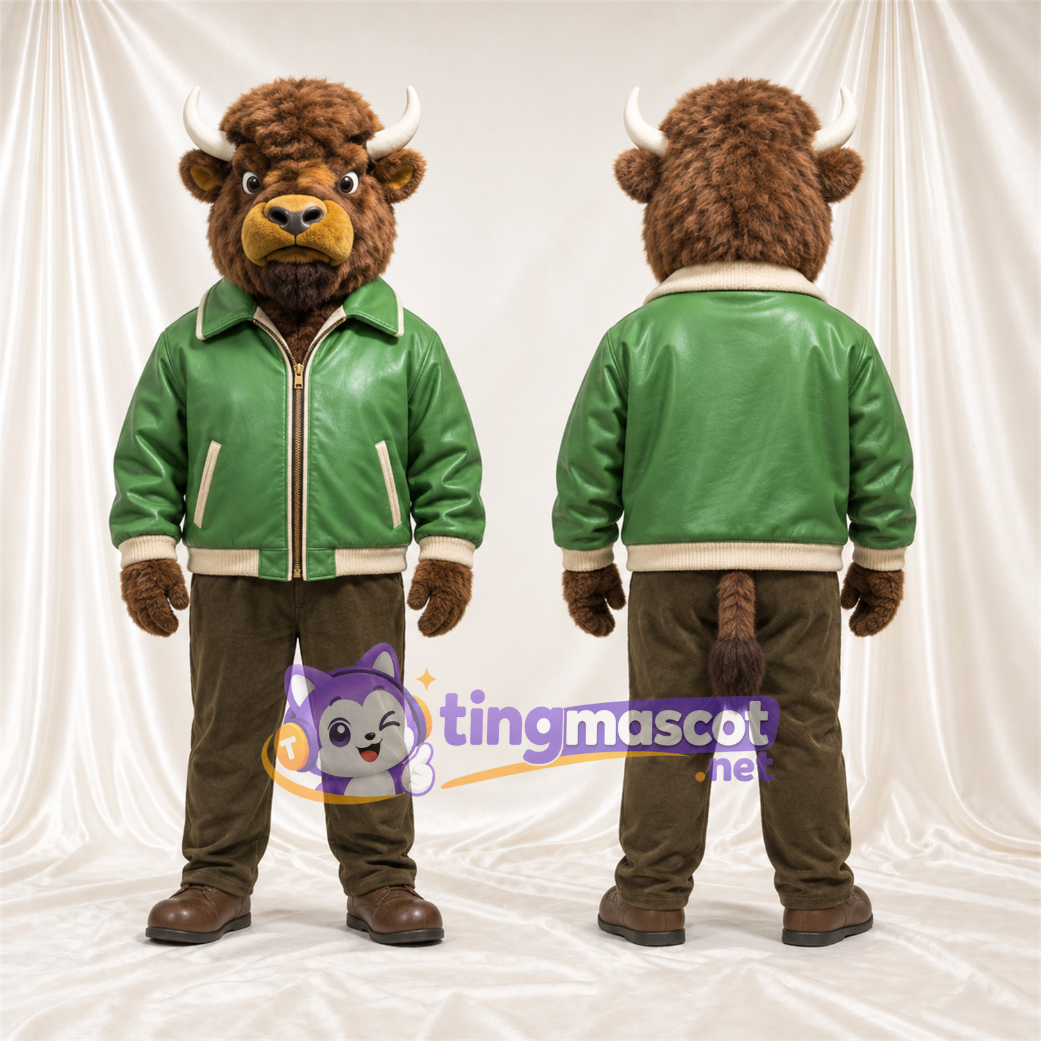 Costume de mascotte Bison – marron – Veste (vert) Costume de mascotte Bison – marron – Veste (vert)