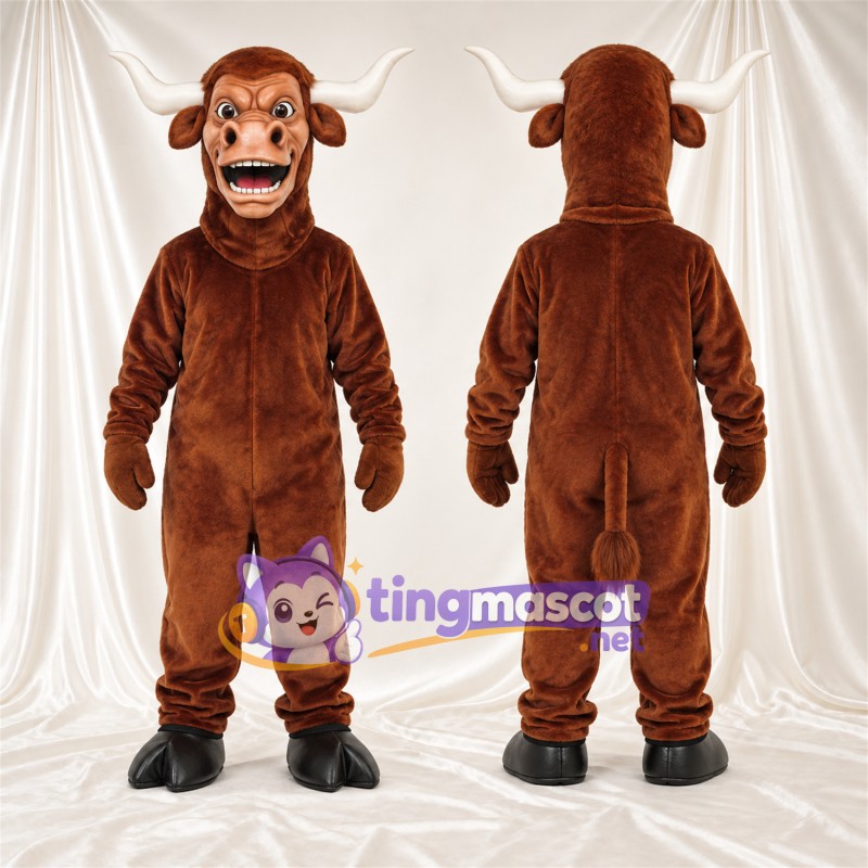 Costume de mascotte Minotaure – marron – Cornes (blanc)