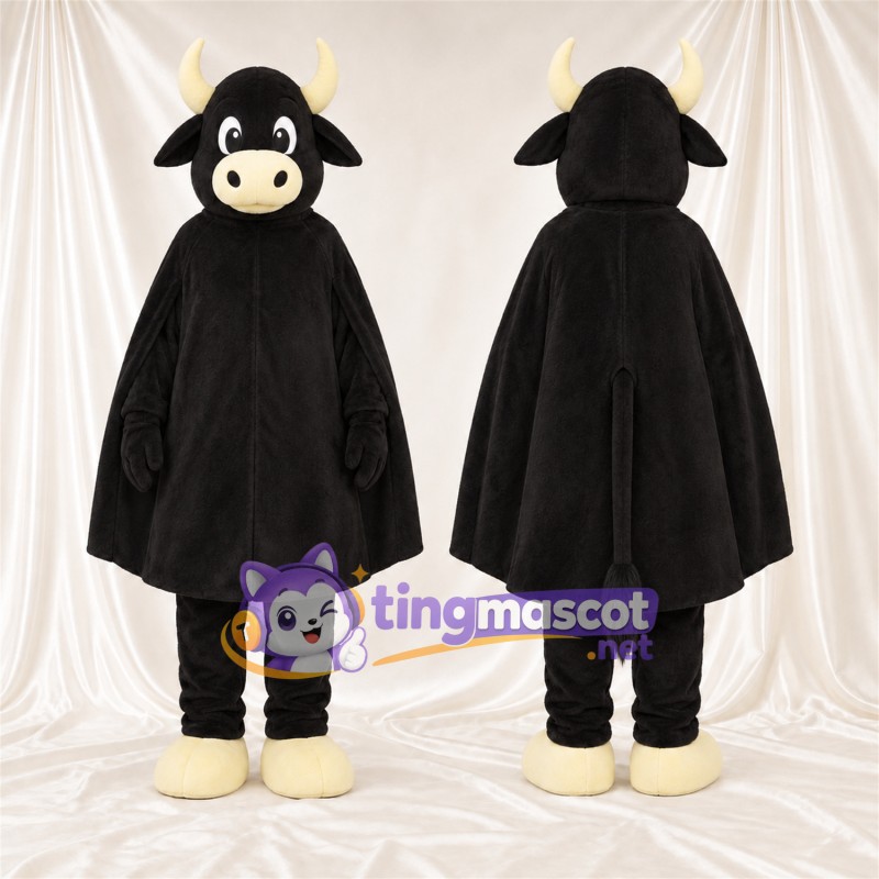 Black Bull Mascot Costume - Black Cape