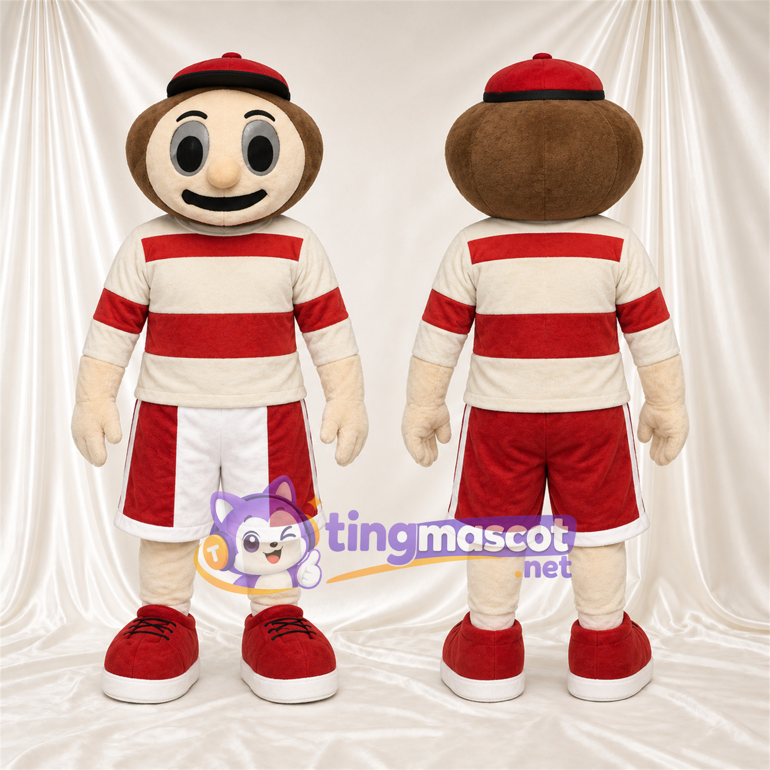 Maskottchenkostüm Comicfigur – rot / weiß – Outfit; Shorts (rot) Maskottchenkostüm Comicfigur – rot / weiß – Outfit; Shorts (rot)