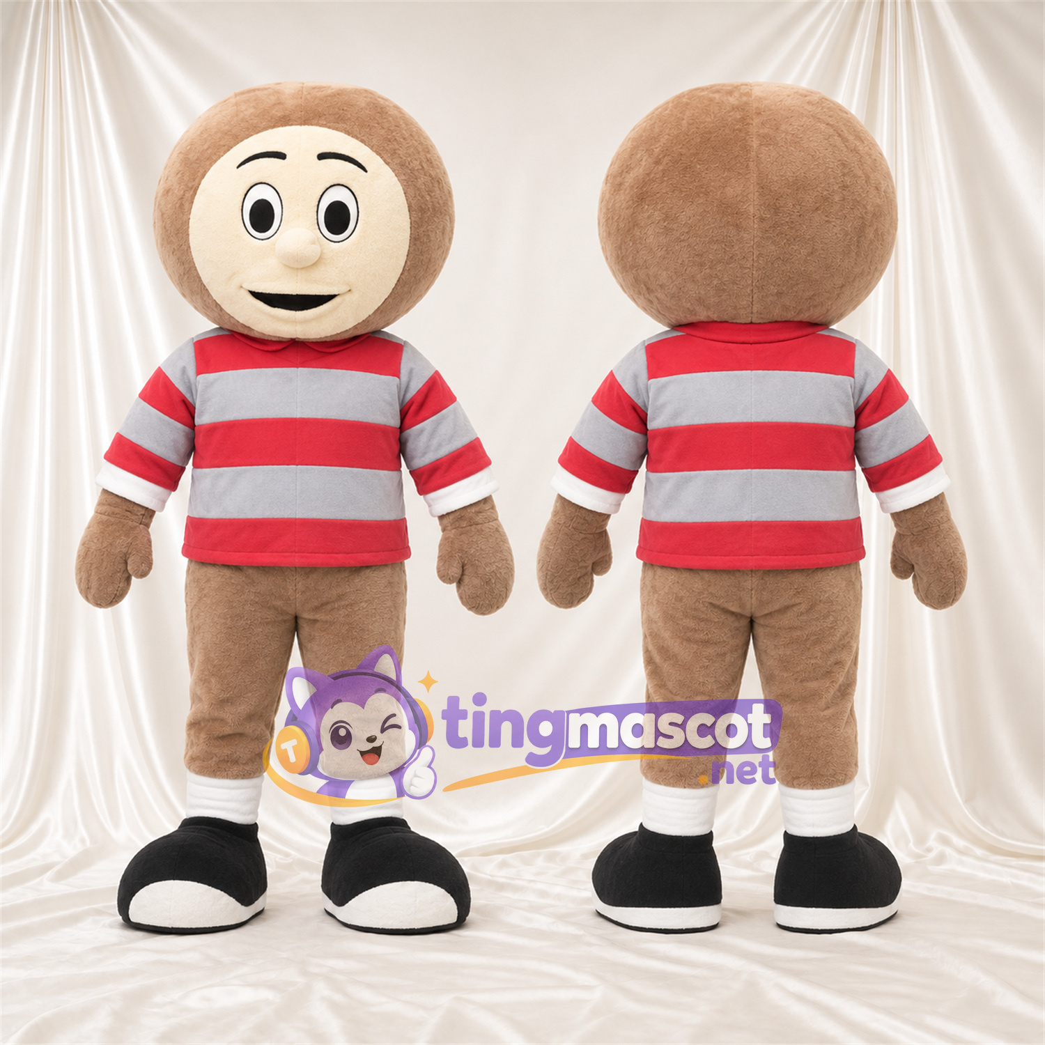 Costume de mascotte Garçon cartoon – rouge / gris – Chemise Costume de mascotte Garçon cartoon – rouge / gris – Chemise