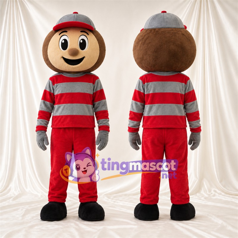 Costume de mascotte Garçon cartoon – rouge / gris – Chemise; Pantalon (rouge)