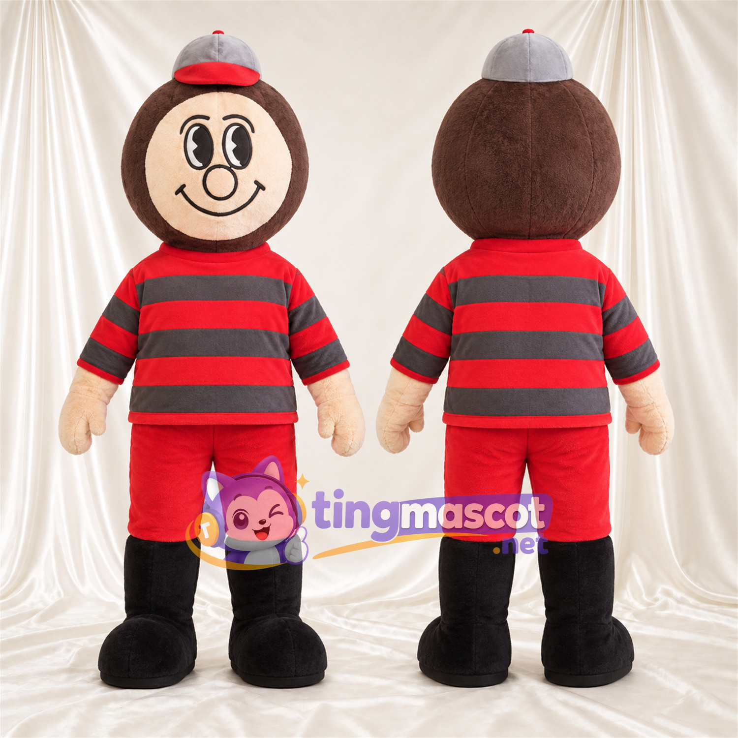 Costume de mascotte Garçon cartoon – rouge / noir – Tenue Costume de mascotte Garçon cartoon – rouge / noir – Tenue