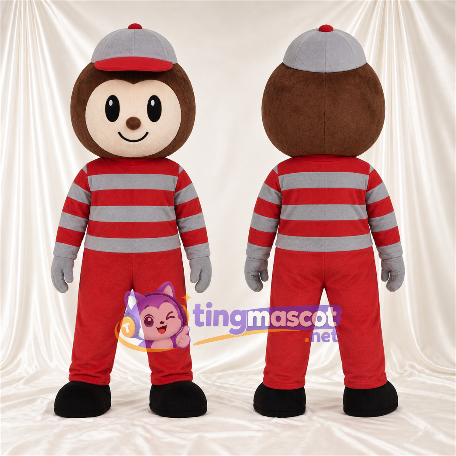 Costume de mascotte Garçon cartoon – rouge / gris – Chemise; Pantalon (rouge) Costume de mascotte Garçon cartoon – rouge / gris – Chemise; Pantalon (rouge)