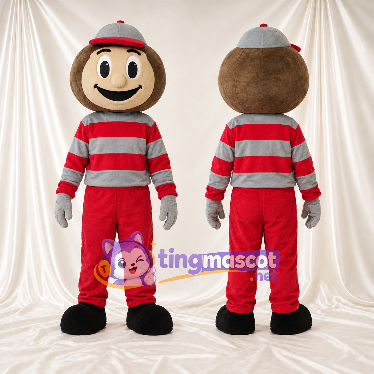 Costume de mascotte Garçon cartoon – rouge / gris – Chemise; Pantalon (rouge) Costume de mascotte Garçon cartoon – rouge / gris – Chemise; Pantalon (rouge)