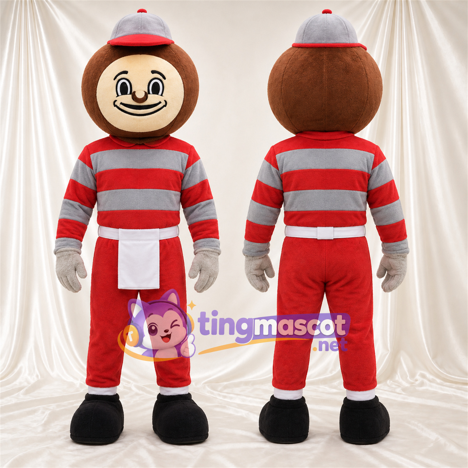 Costume de mascotte Garçon cartoon – rouge / gris – Chemise; Pantalon (rouge) Costume de mascotte Garçon cartoon – rouge / gris – Chemise; Pantalon (rouge)