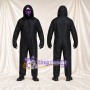 Black Ghost Mascot Costume - Purple Face Mask