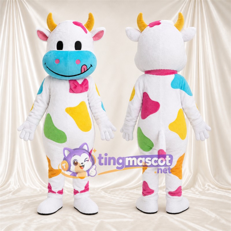 Costume de mascotte Vache – blanc – Taches (multicolore)