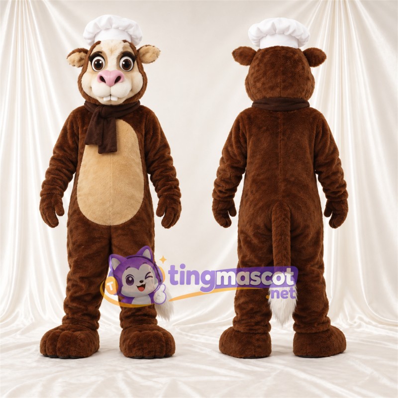 Costume de mascotte Animal cuisinier – marron – Toque de chef; Écharpe (marron)