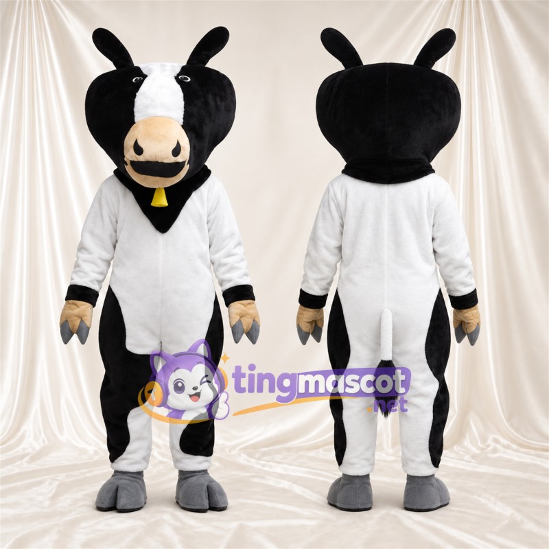Black and White Cow Mascot Costume - Bell Collar