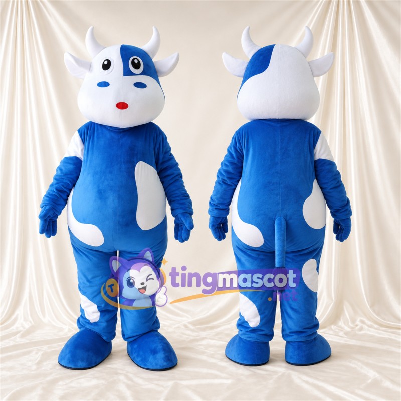 Costume de mascotte Vache – bleu / blanc