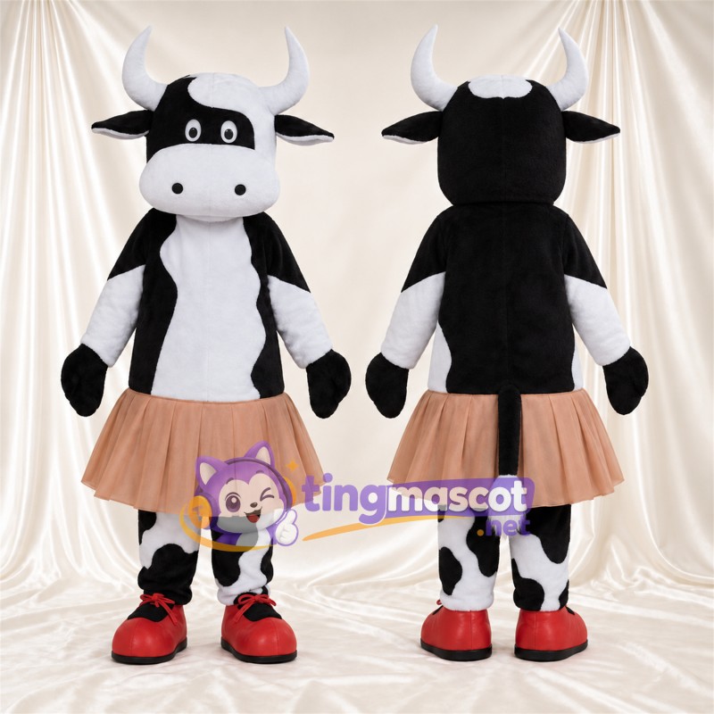 Costume de mascotte Vache – noir / blanc – Jupe (pêche)