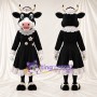 Black and White Cow Mascot Costume - Black Lace Dress