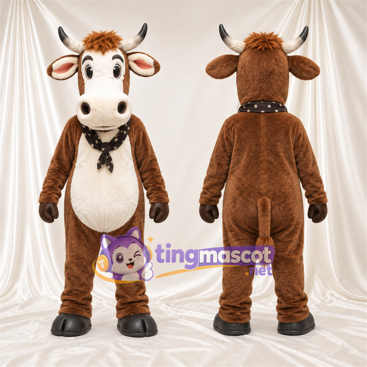 Brown Cow Mascot Costume - Black Bandana Brown Cow Mascot Costume - Black Bandana
