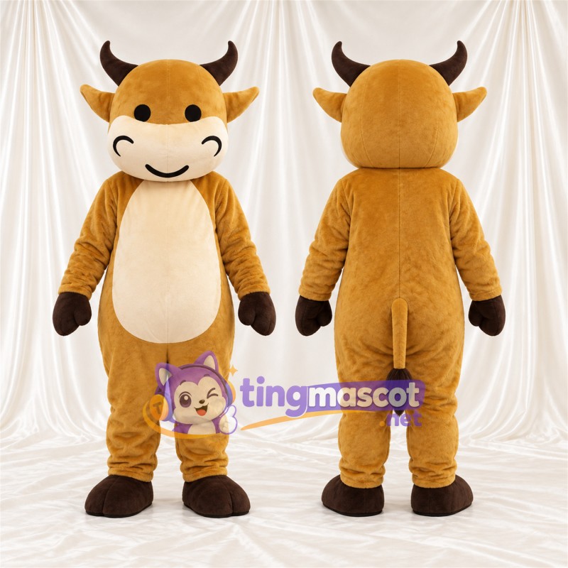 Costume de mascotte Vache – jaune – Ventre (blanc)