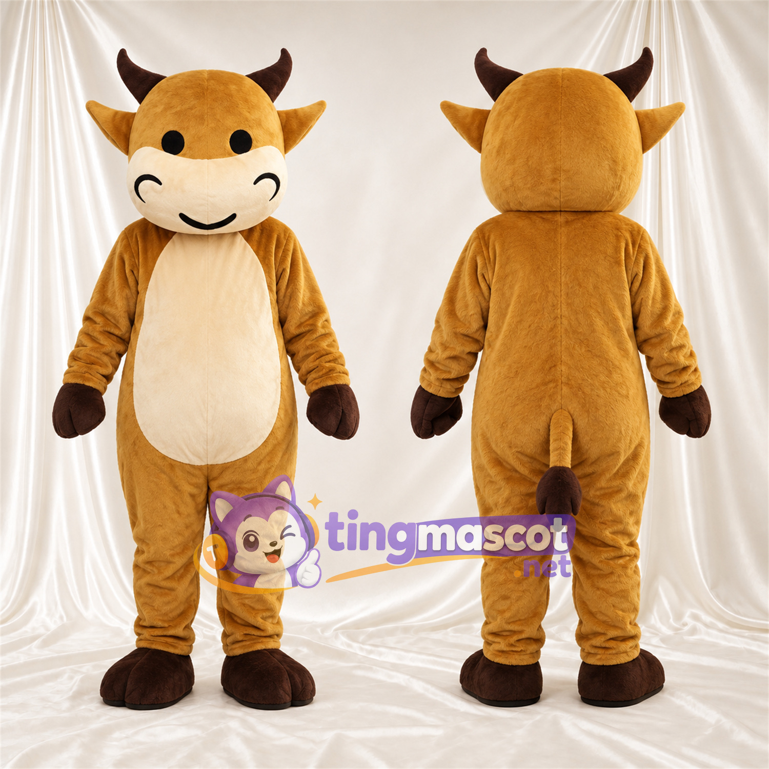 Costume de mascotte Vache – jaune – Ventre (blanc) Costume de mascotte Vache – jaune – Ventre (blanc)