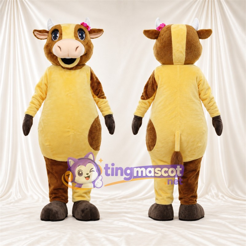 Costume de mascotte Vache – jaune / marron