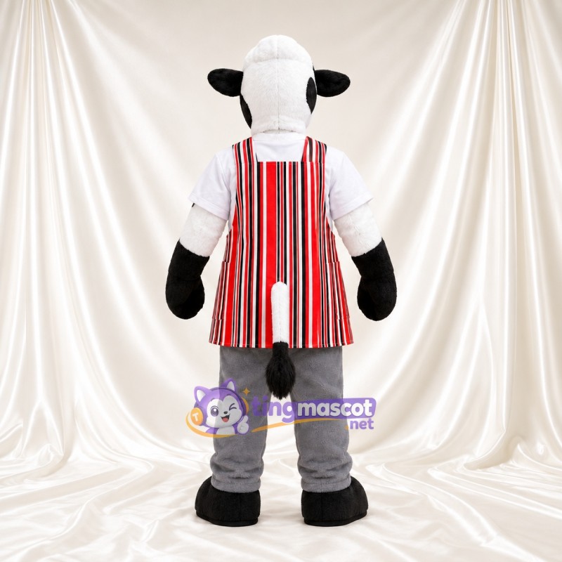 Maskottchenkostüm Kuh – schwarz / weiß – Schürze; Hose (grau) Maskottchenkostüm Kuh – schwarz / weiß – Schürze; Hose (grau)