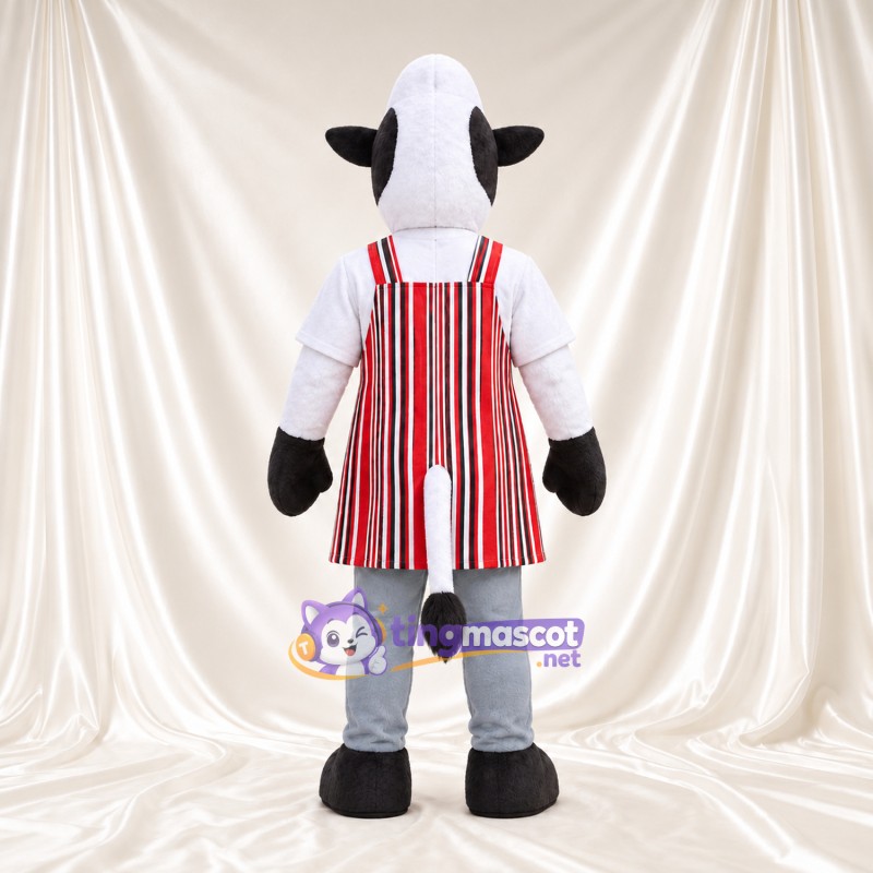 Maskottchenkostüm Kuh – schwarz / weiß – Schürze; Hose (grau) Maskottchenkostüm Kuh – schwarz / weiß – Schürze; Hose (grau)