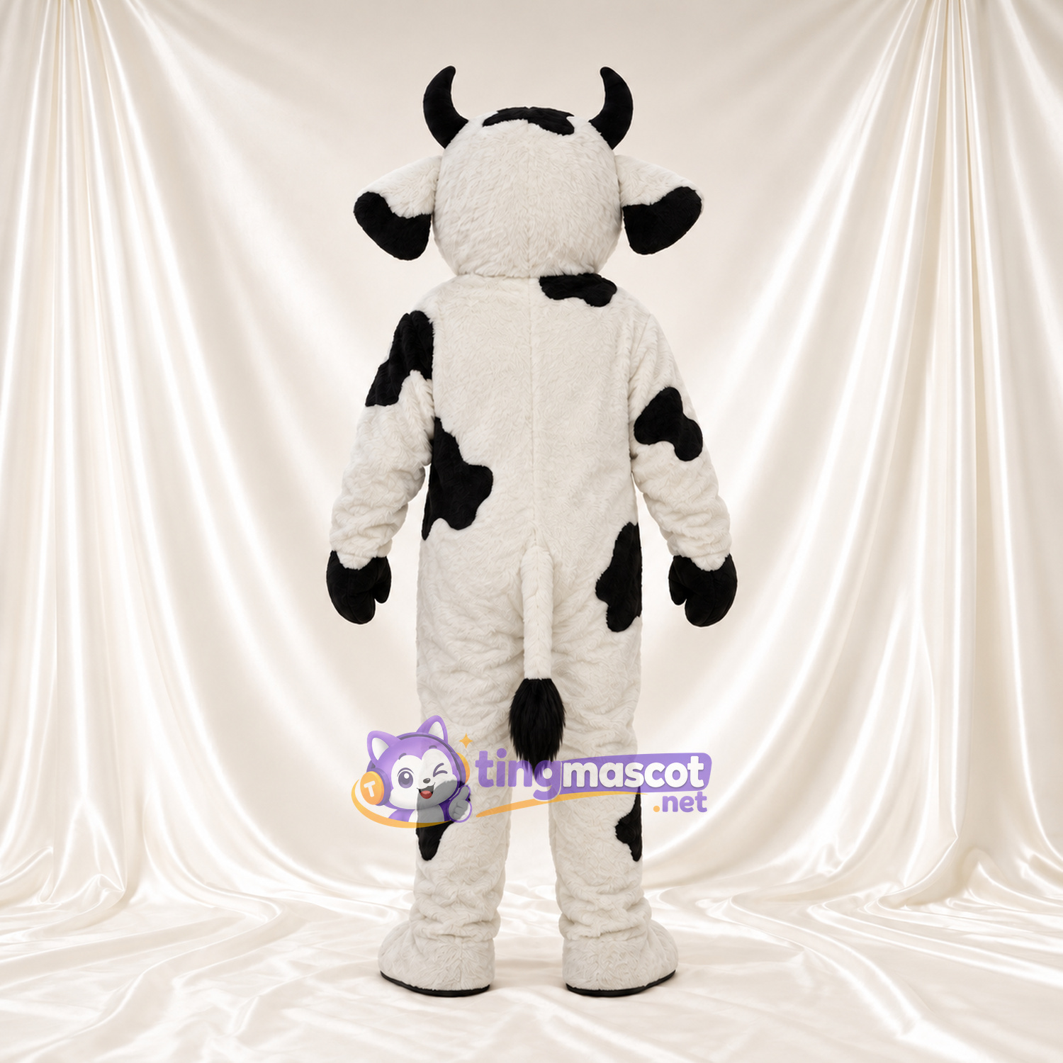Black and White Cow Mascot Costume - Black Bow Tie Black and White Cow Mascot Costume - Black Bow Tie